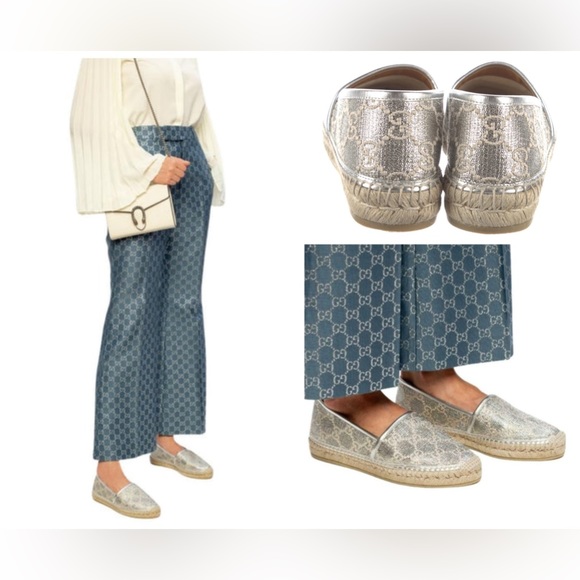 Gucci GG Signature Heritage Logo Canvas Espadrilles SZ 35 - Picture 4 of 16